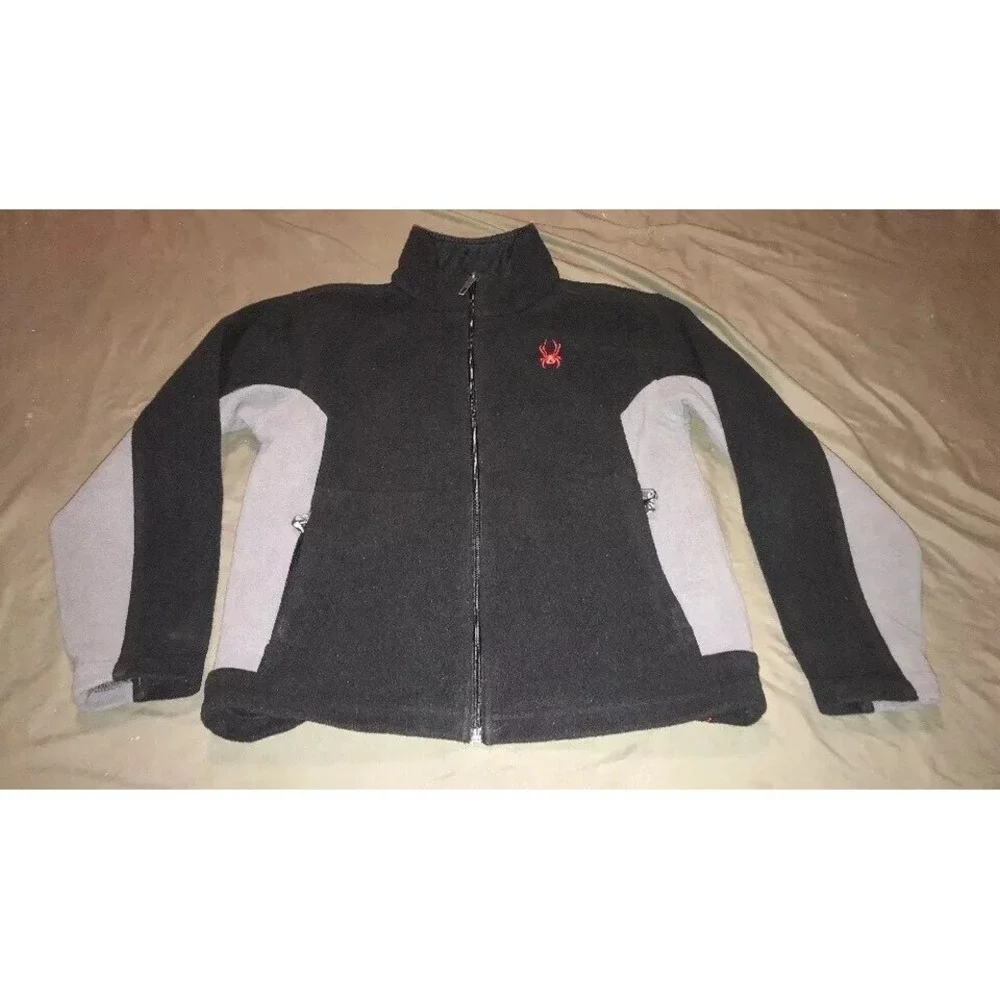 Spyder Youth Large‎ Boys Full Zip Fleece Jacket Gray Black